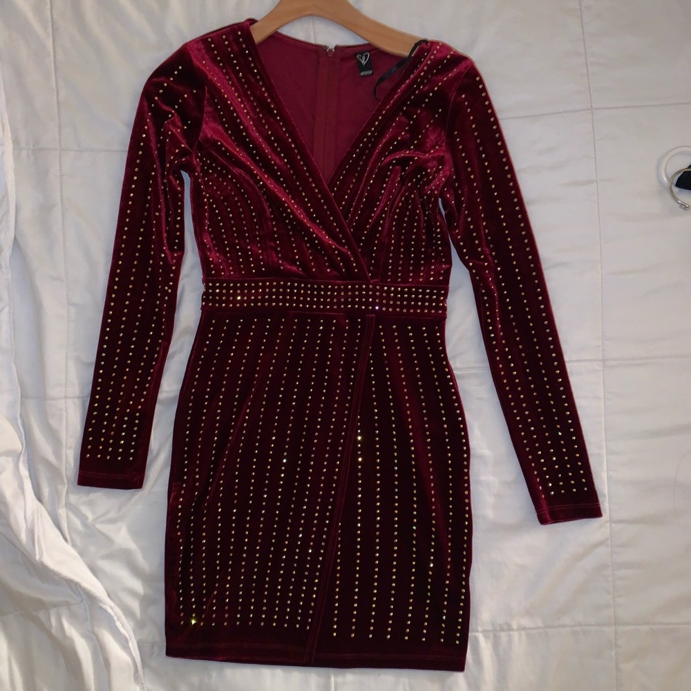Burgundy Velvet Wrap Dress